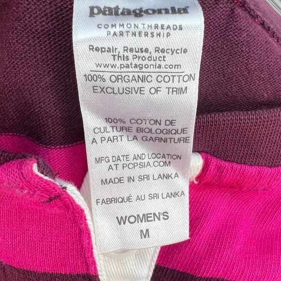 Patagonia Dress Women's Medium Pink Maroon Striped Crew Neck T-Shirt 3/4 Sleeve - Picture 11 of 13